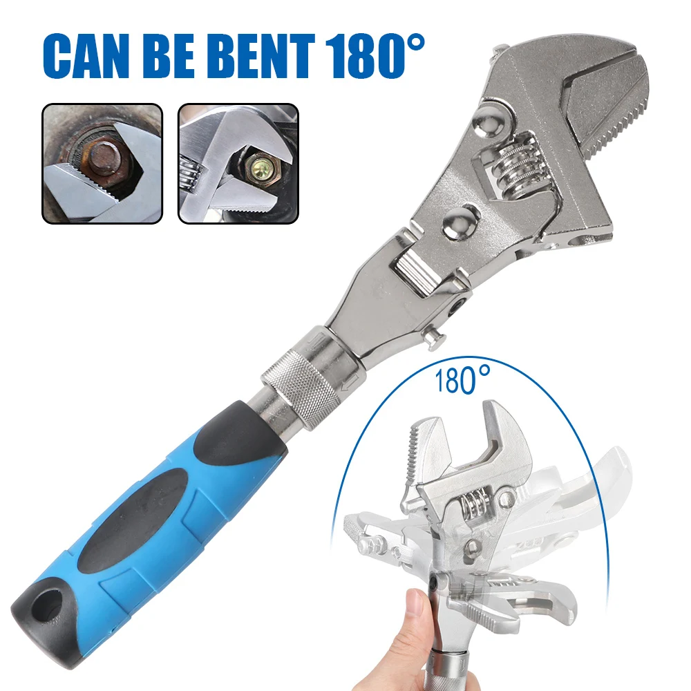 Adjustable Torque Wrench Ratchet Wrench Manual Tool Pulley Wrench Household Maintenance 5 In 1 10 Inch 180 Degree Folding