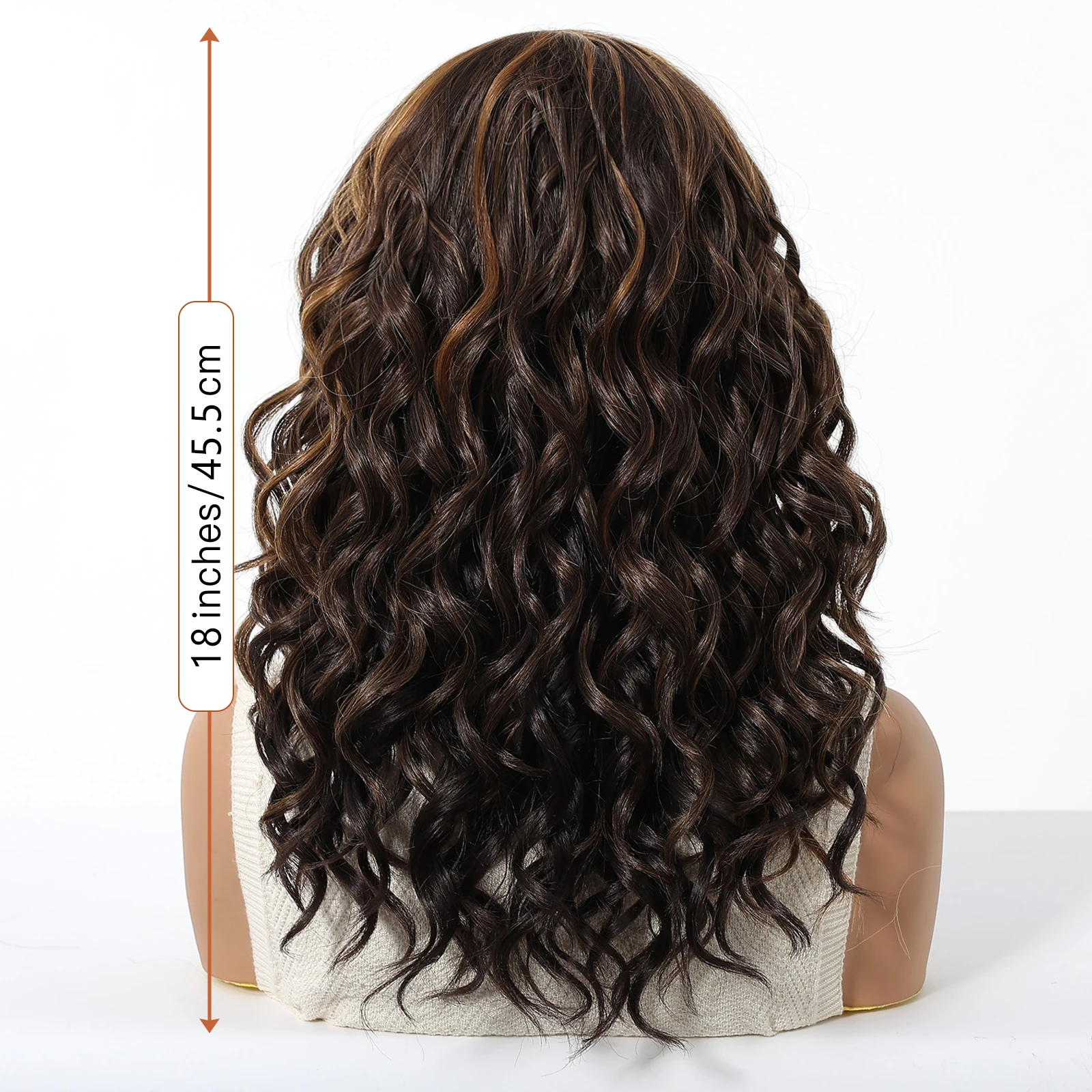 HENRY MARGU 13*5 Parrucca Anteriore Del Merletto Marrone Evidenziare Ricci Parrucche Sintetiche Dei Capelli per Le Donne Quotidiano Breve Ondulato Capelli Finti Parrucca Frontale Del Merletto