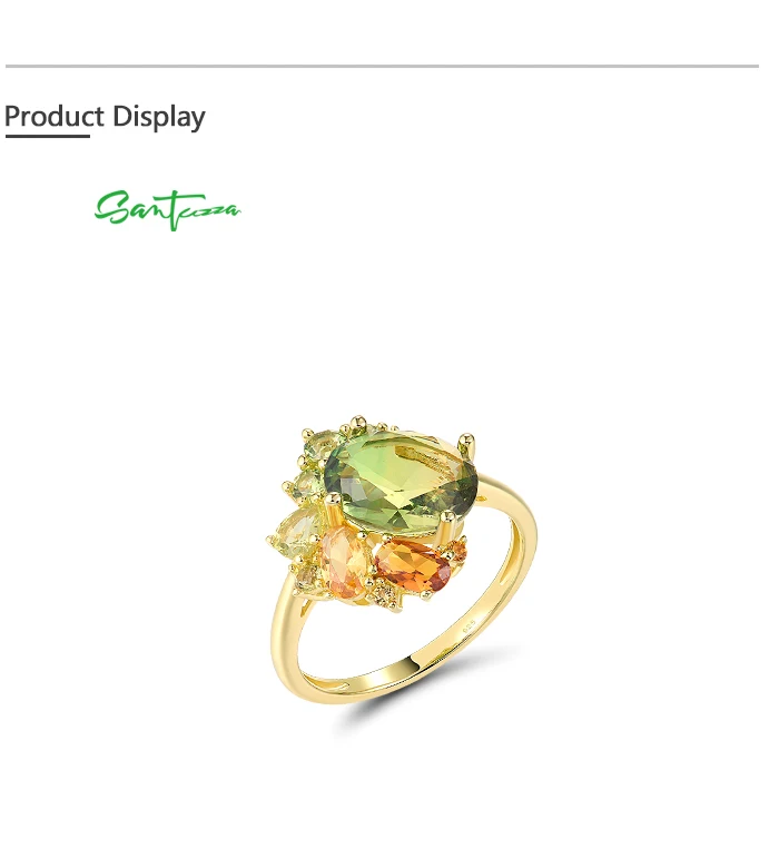 SANTUZZA Echter 925 Sterling Silber Ring für Damen Funkelnder Synthetischer Grüner Spinell Wunderschöne Hochzeitsgeschenke Edler Schmuck – Detail 7