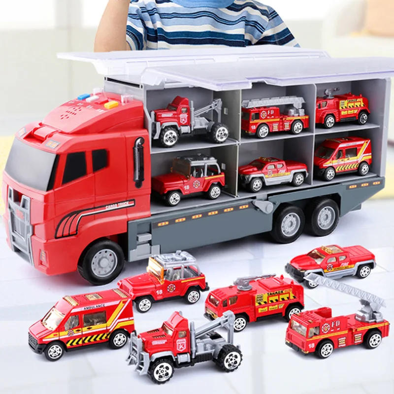 

Transport Die-cast Construction Truck Vehicle Toy Set in Carrier Truck Perfect Gift for Kids who Love Trucks Vehicles Toys