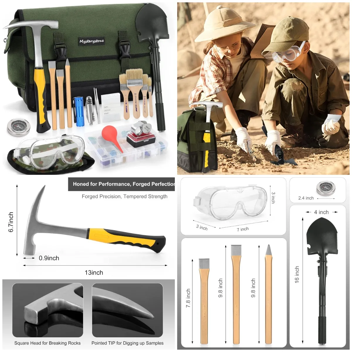 

28-Piece Rock Hammer Kit with Steel Pick, Chisels & Mussette Bag