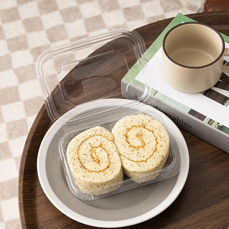 50 個の透明なプラスチックのテイクアウト容器使い捨てクラムシェルデザート容器蓋付きサラダサンドイッチスイスロールケーキボックス