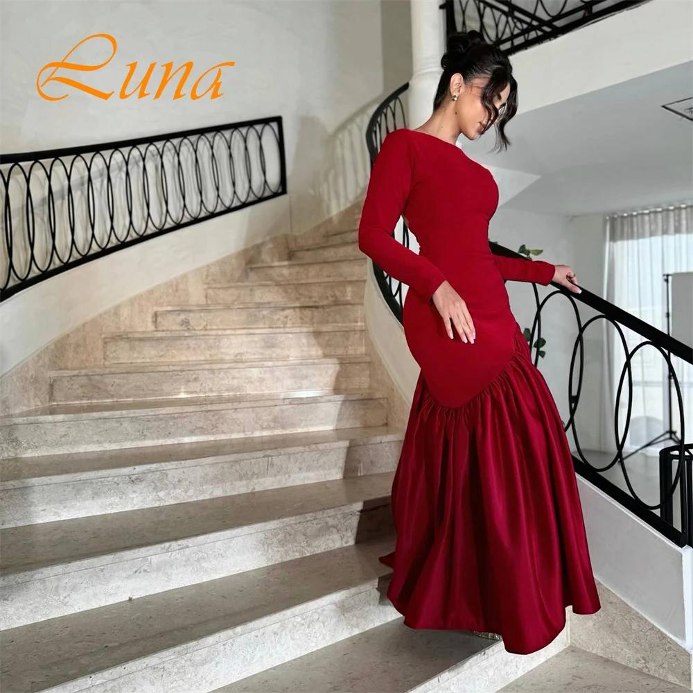 Robe de soirée personnalisée, Simple, col bateau, dos nu, robe de Cocktail sirène classique, moderne, manches longues, robes d'occasion spéciale