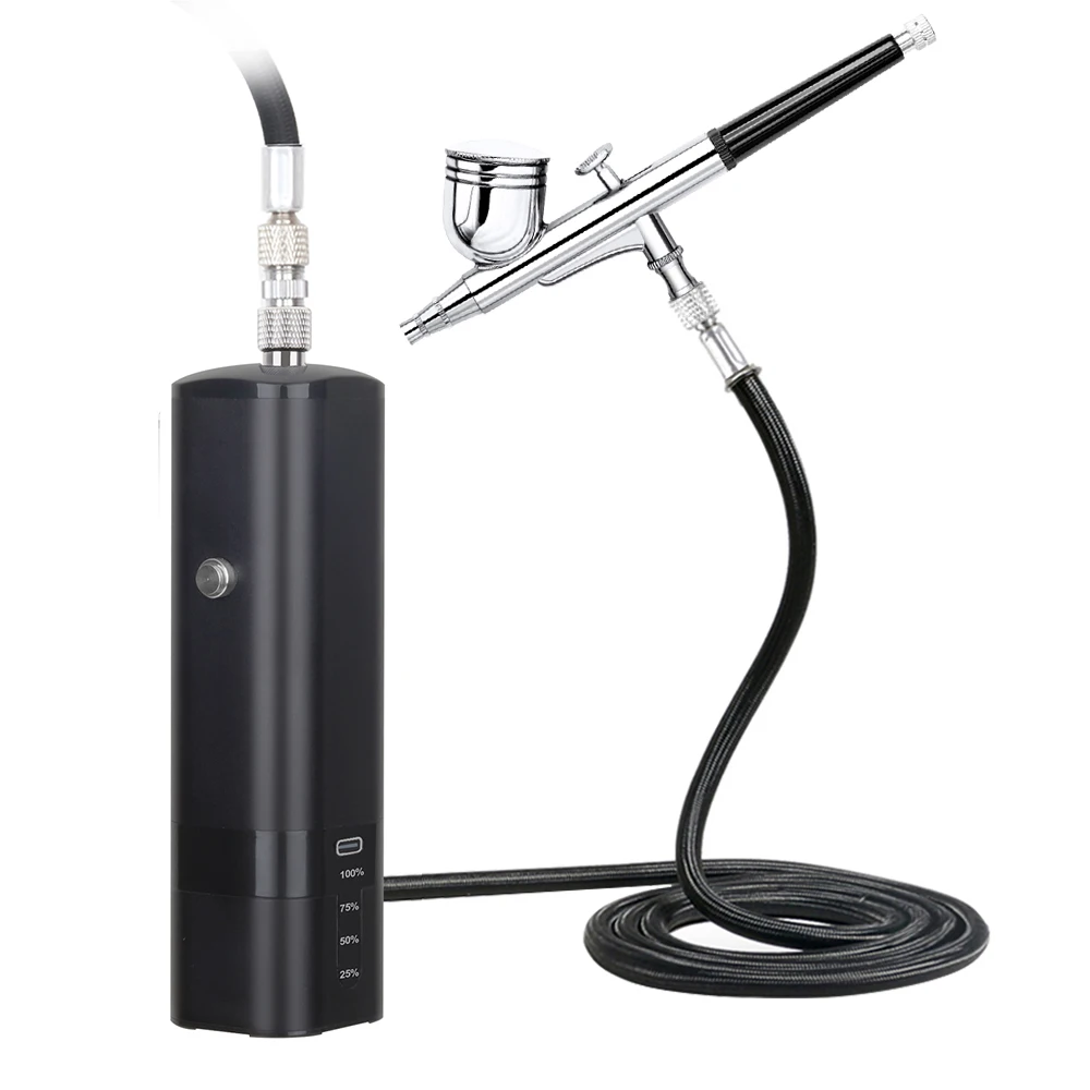 

Personal Rechargeable Mini Wireless Airbrush And Compressor Kit Noiseless High Psi Super Works Type C Customized Ladys Gifts