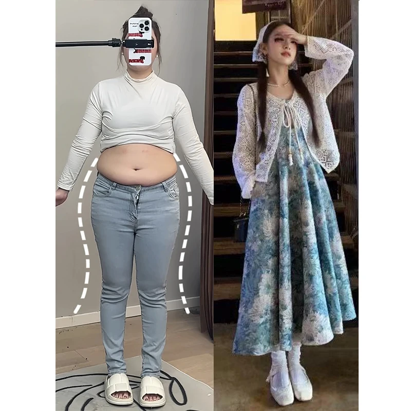 Długi szlafrok damski z retro kwiatowym wzorem, modelujący sylwetkę, z efektem wodnego tuszu, nowość na lato 2025.