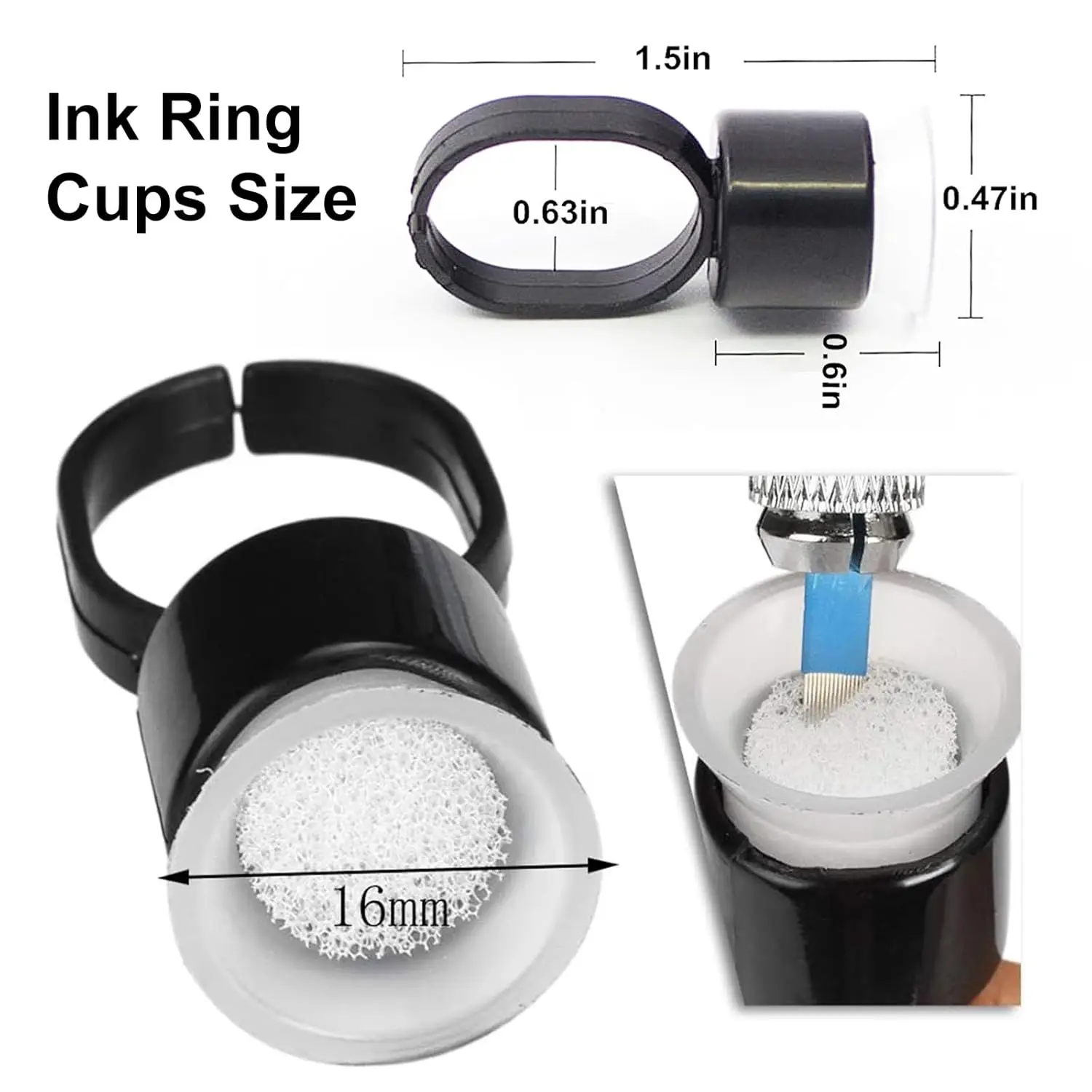 50/100PCS Tattoo Ink Ring Cups Microblading Pigment Glue Rings with Sponge Ink Cup Caps Permanent Makeup Eyelash Extensions Cups