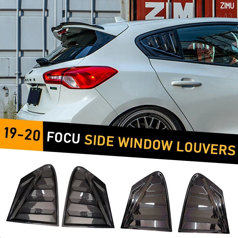 

NEW-Rear Window Side Louvers Vent Cover Stickers, For Ford Focus ST-LINE Hatchback 2019 2020 Window Blinds Trim