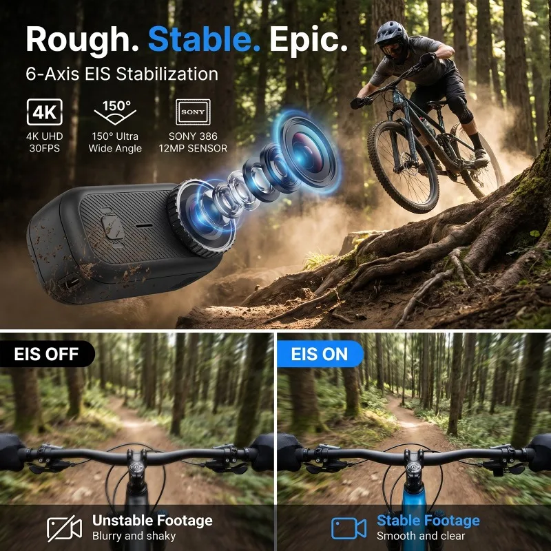 APEX Action 4K Camera  Mini POV Magnetic Sports Camera Anti‑Shake Wearable Vlogging Bodycam with Charging Case