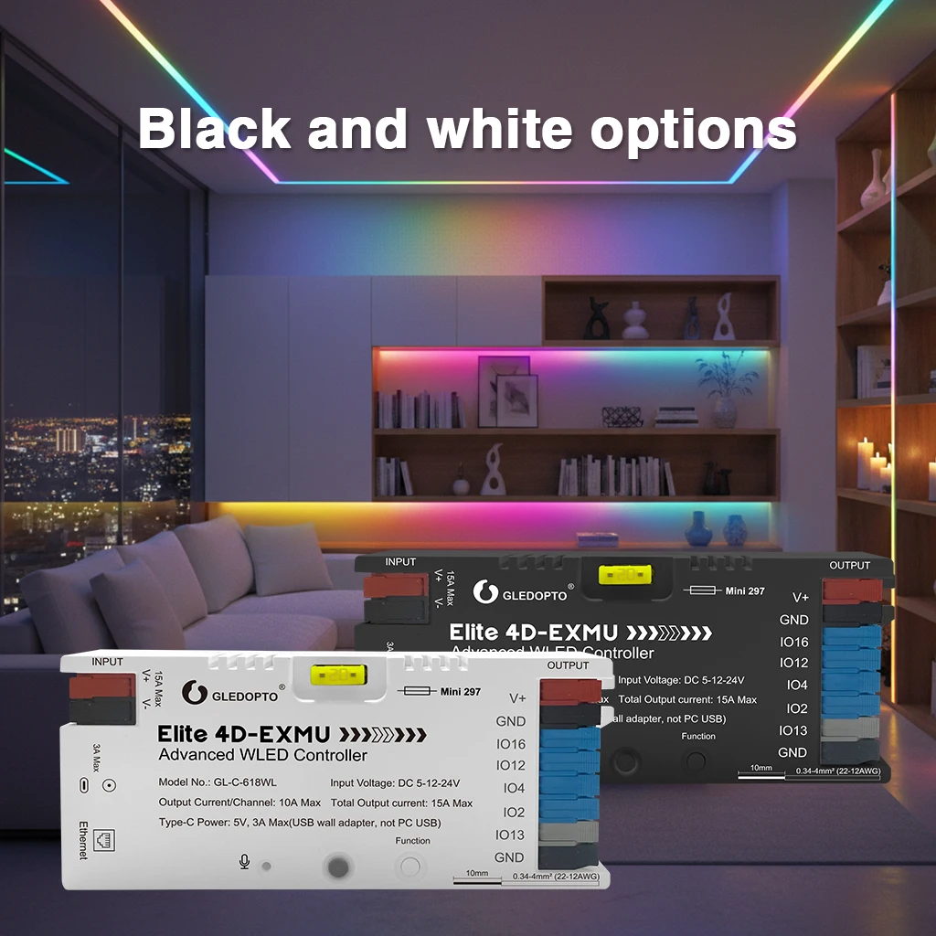 10 GLEDOPTO ESP32 WLED LED Controller GL-C-618WL with 4 Outputs Ethernet Microphone UART for SPI ACK Matter PWM RGBCCT LED Strip