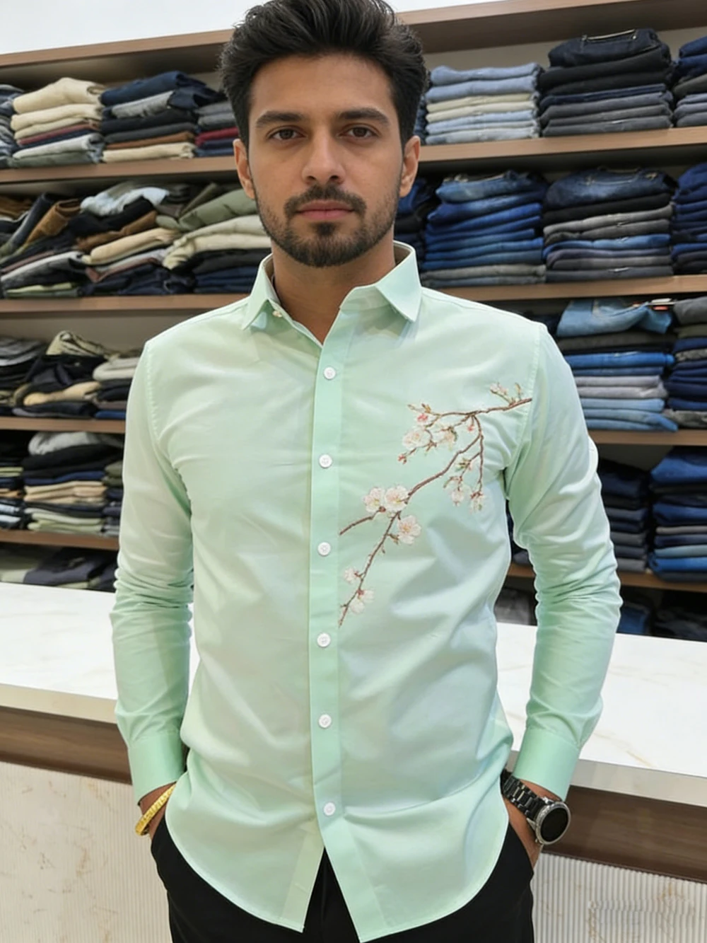 

Men's Micro-Elastic Fabric Long-Sleeve Collar Shirt Gentleman Simple 3D High-Definition Printed Shirt Hawaiian Outdoor Shirt Men