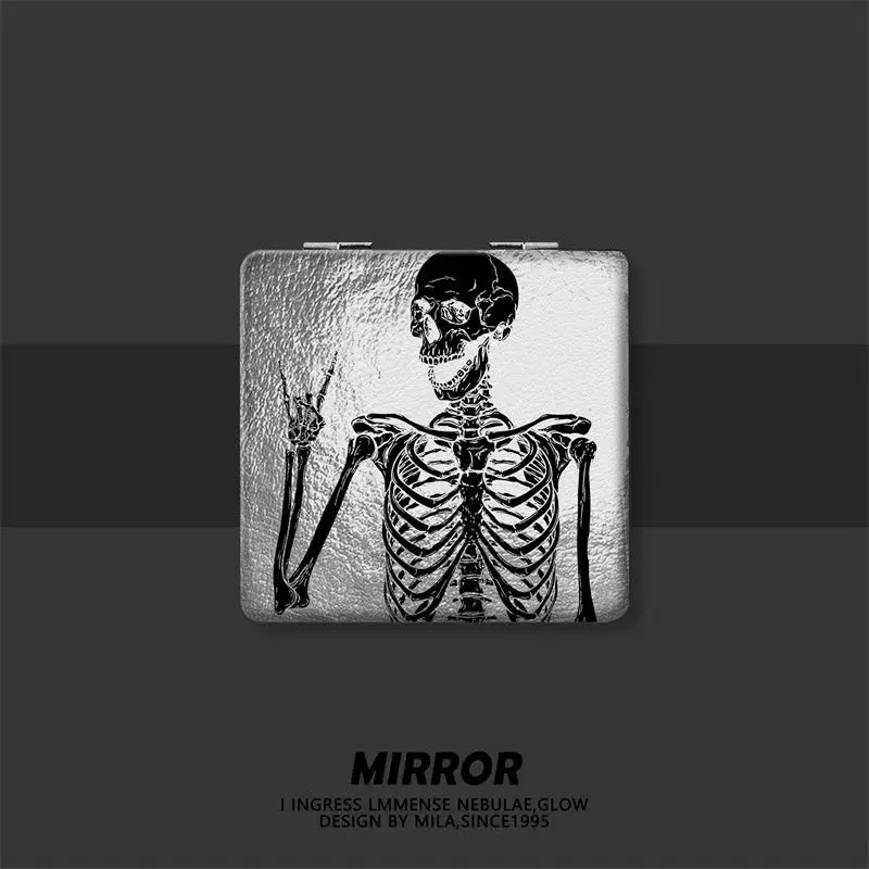 Mini Compact Foldable Portable Makeup Mirror Normal Mirror Magnifying Mirror 2 in 1