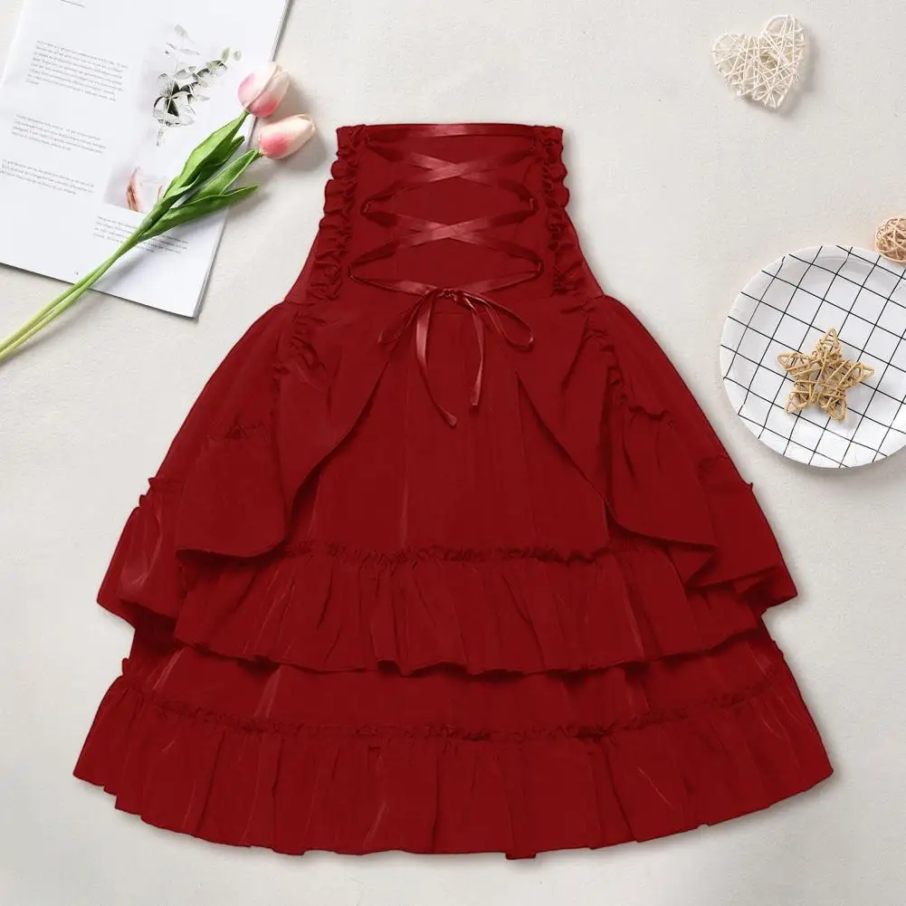 

Retro Palace Style Pleated Skirt Bow High Waist Cross Lace-up Stage Women's Short Skirt Built In Shorts Spicy Fashion Hotsweet