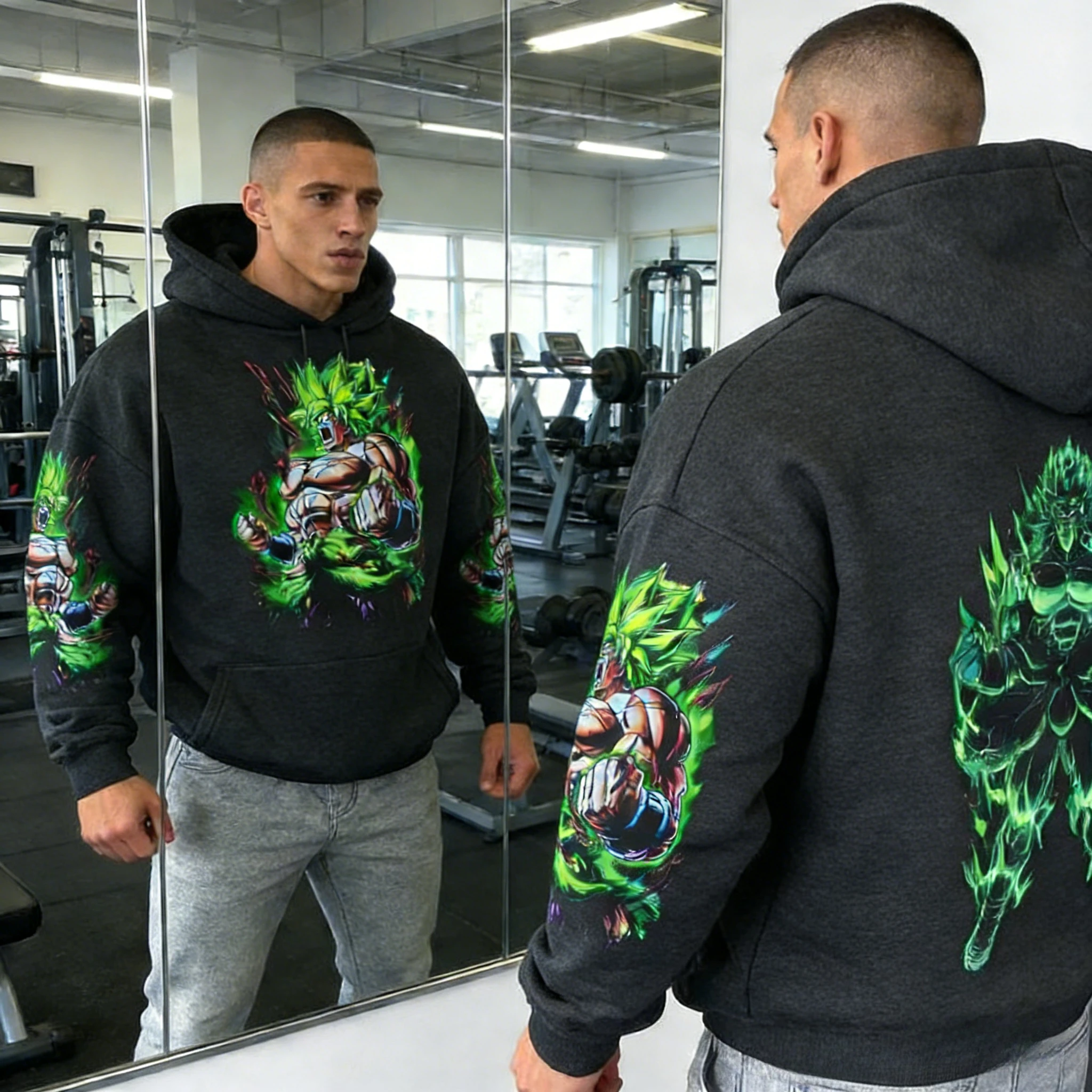 

2026 Autumn Winter Dragon Ball Retro Broly Print Hoodie Men 100% Cotton Oversized Gym Sweatshirt Vintage Streetwear Unisex Y2k