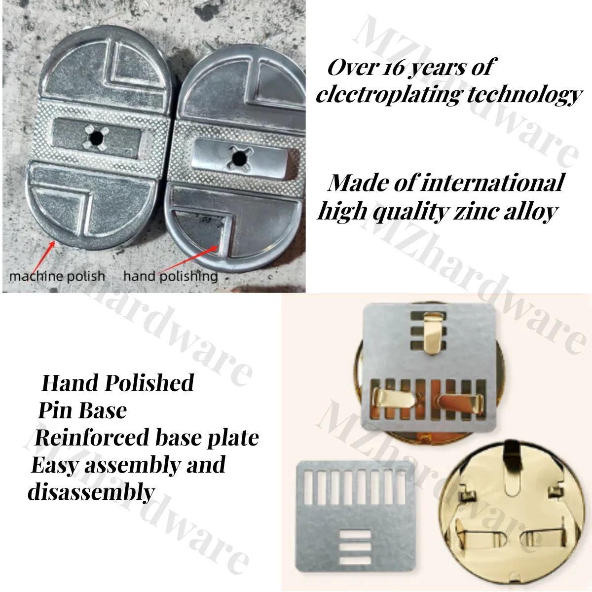 MZhardware 1 قطعة بالجملة قفل نقر ذهبي فاتح - مشبك عالي التحمل لأجهزة المحافظ بإطار حقيبة اليد
