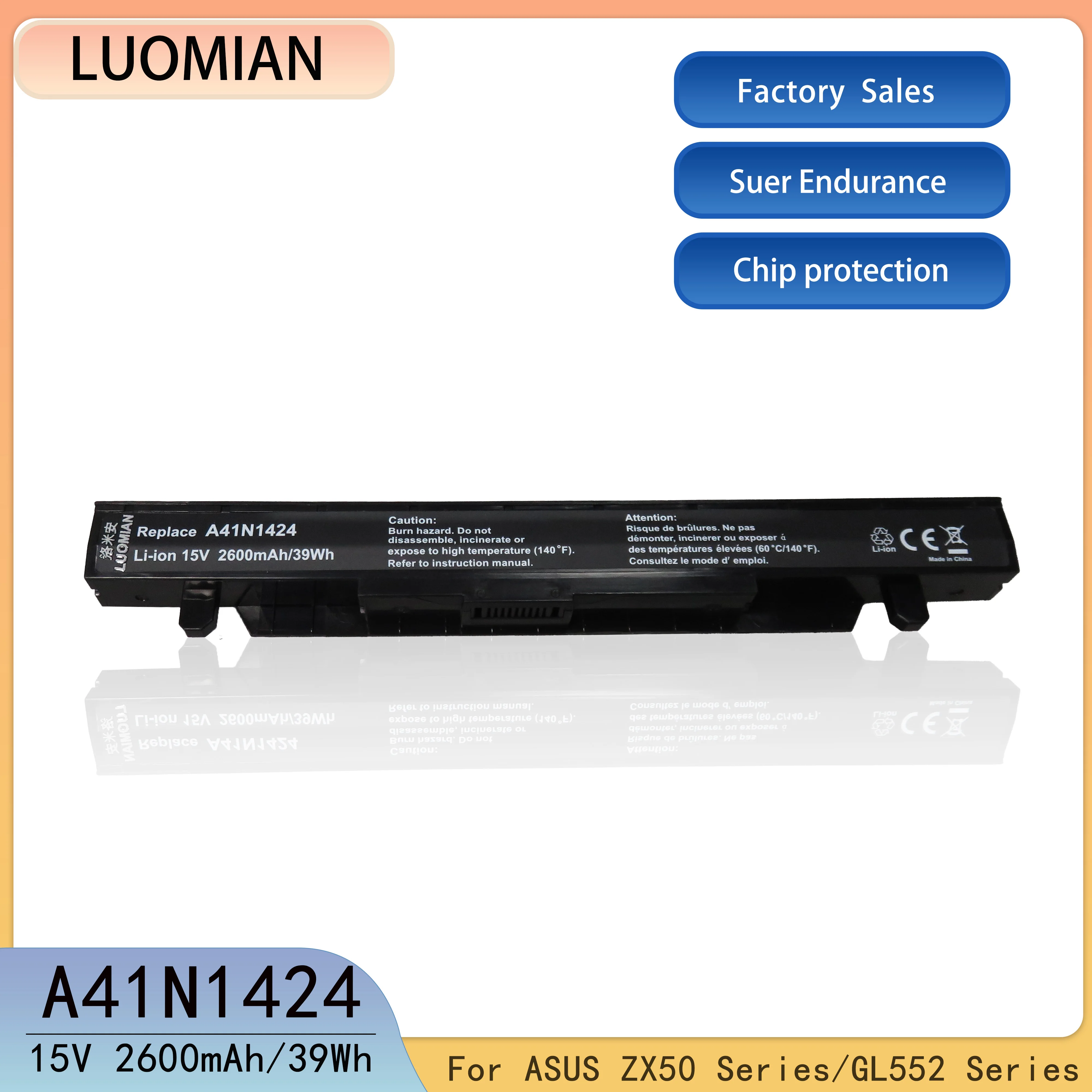 For ASUS A41N1424 Laptop Battery  ASUS ROG FX-Plus/PRO ZX50 ZX50J ZX50JX ZX50V ZX50VW GL552 GL552J GL552JW GL552V GL552VW FZ50 F