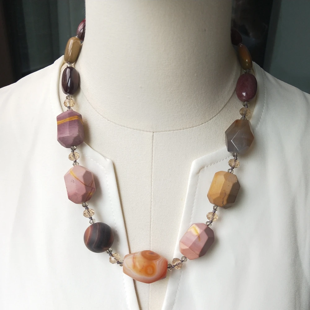 Lii Ji Real Stone Necklace Mookaite Agate Crystal 57cm Women Necklace Jewelry Gift