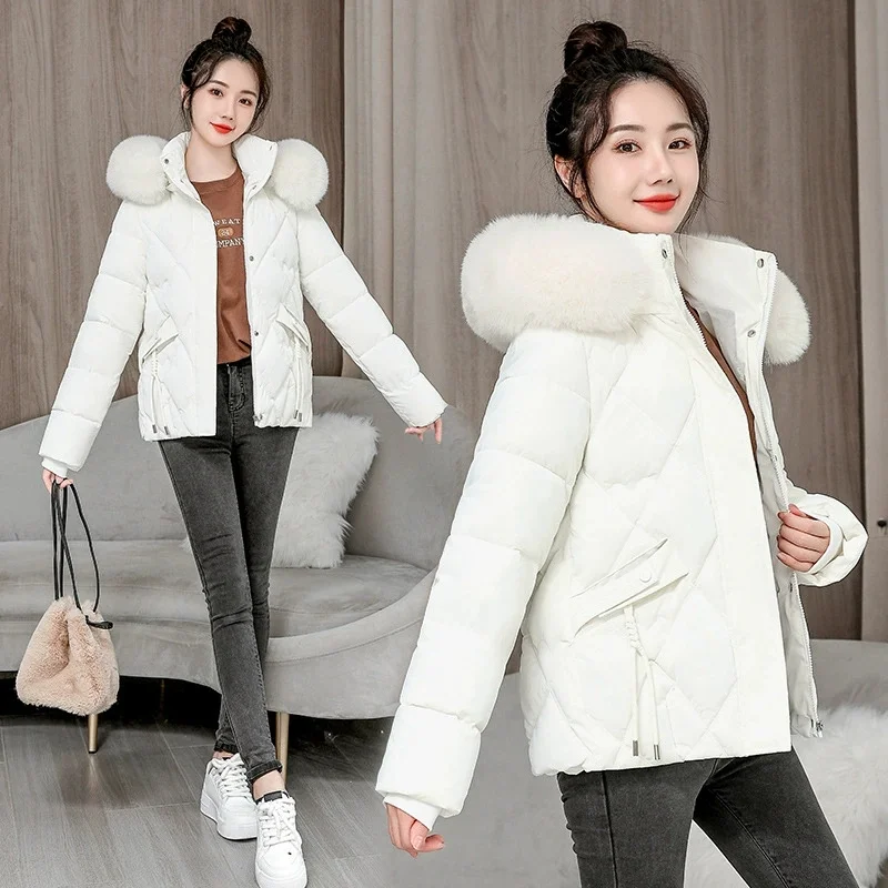 

Women Winter Jacket Coat 2026 New Thick Hooded Fur Collar Down Cotton Padded Jackets Female Warm Parkas Outwear Casaco Feminino