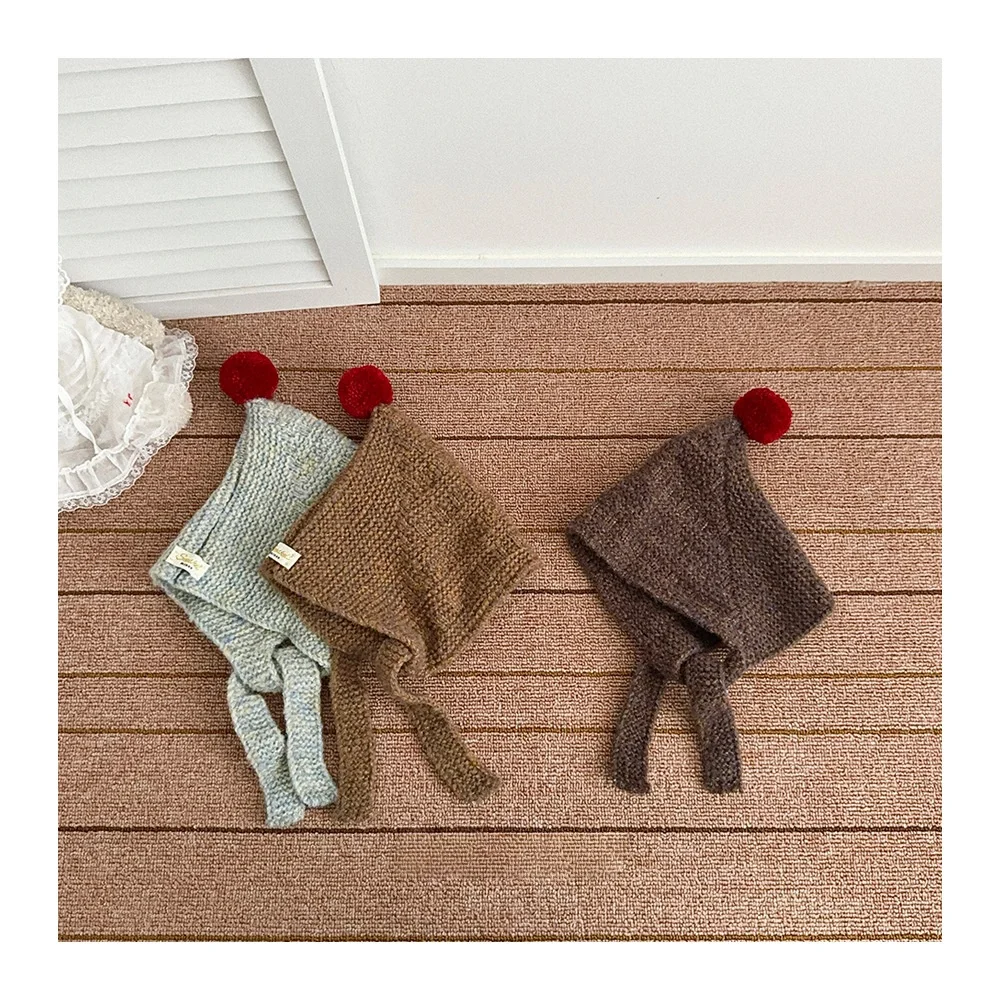 

Kids Baby Warm Knitted Hat with Pom Pom Earflap Beanie Cap Autumn Winter Woolen Headwear for Toddlers Children's Hat Girl Boy