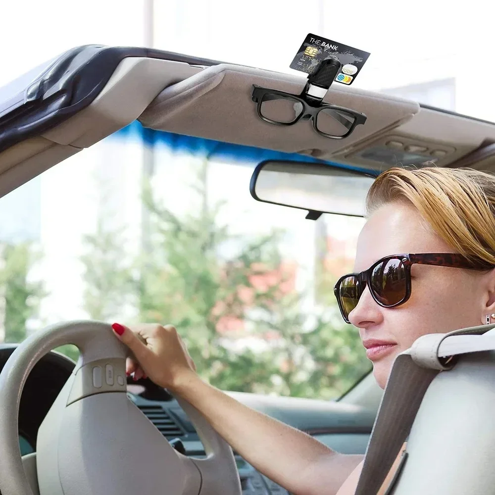 Car Sunglasses Holder Portable Car Sun Visor Glasses Clip ABS Eyeglasses Case Car Mout Ticket Card Clamp Auto Accessories