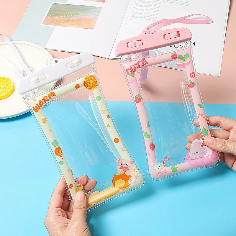 Cartoon Cute Airbag Mobile Phone Waterproof Bag Touch Screen Waterproof Phone Bag Swim Diving Surfing Transparent Dust Seal Bags