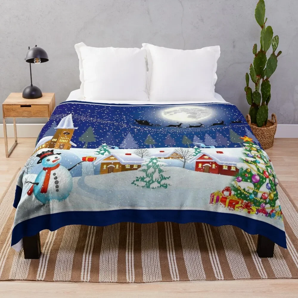 

CHRISTMAS : Winter Country Scene Print Throw Blanket Designers Soft Plush Plaid Single Blankets