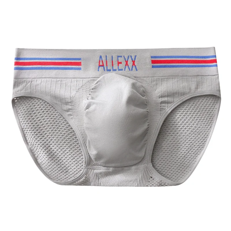 Men's Briefs Ice Silk Mesh Breathable Underwear Letter Printed Quick-Drying Underpants 3d Pouch Panties High Elastic Bikini Slip