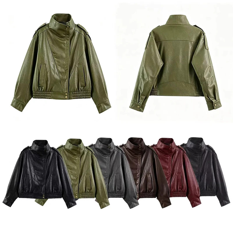 Guobioziy Women's Casual Faux Flight Leather Jacket 2026 Spring-Autumn Edition French Casual Fashion Trendy British High Street