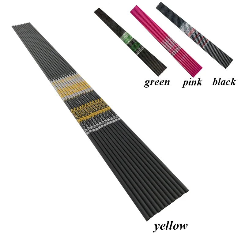 6pcs Carbon Arrows Shaft Sp350 400 500 600 700 800 900 1000 ID4.2mm for Recurve Bow Longbow Hunting Shooting Accessories Archery