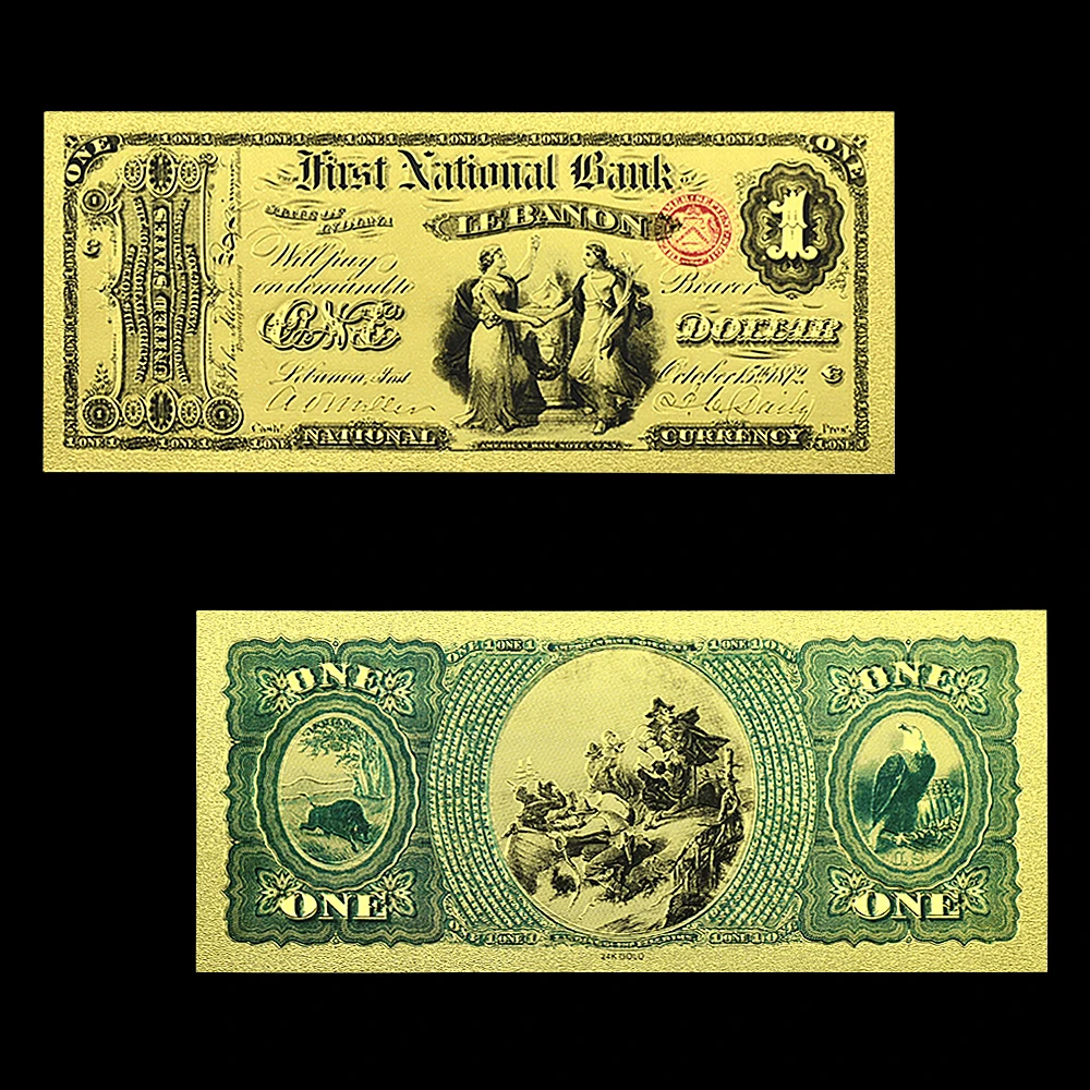 US Gold Banknote 1875 Year 1 5 50 100 1000 Dollar Fake Monney Plastic Money Collection Commemorative Gifts Custom Wholesale