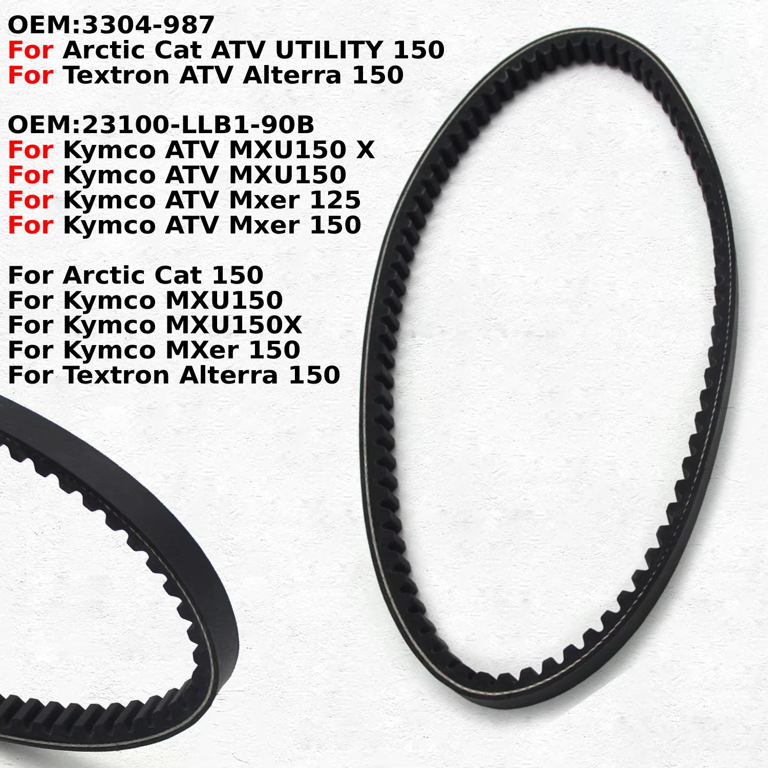 

Drive Belt Transfer Belt For Kymco ATV MXU150 X MXU 150 Mxer 125 150 23100-LLB1-90B for Arctic Cat ATV UTILITY 150 3304-987
