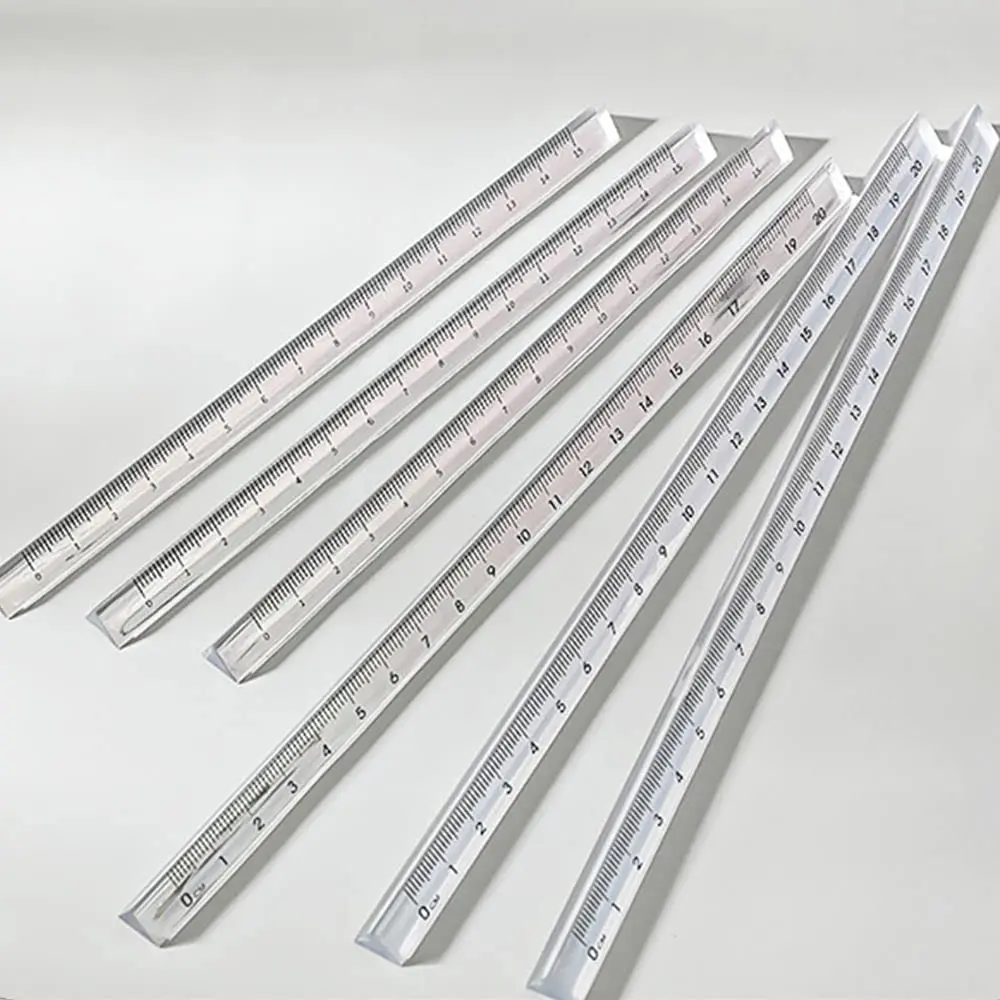 1Pc Transparent Straight Ruler,Simple Acrylic Accurate Scale on Both Sides Triangular Rulers as Office School Stationery