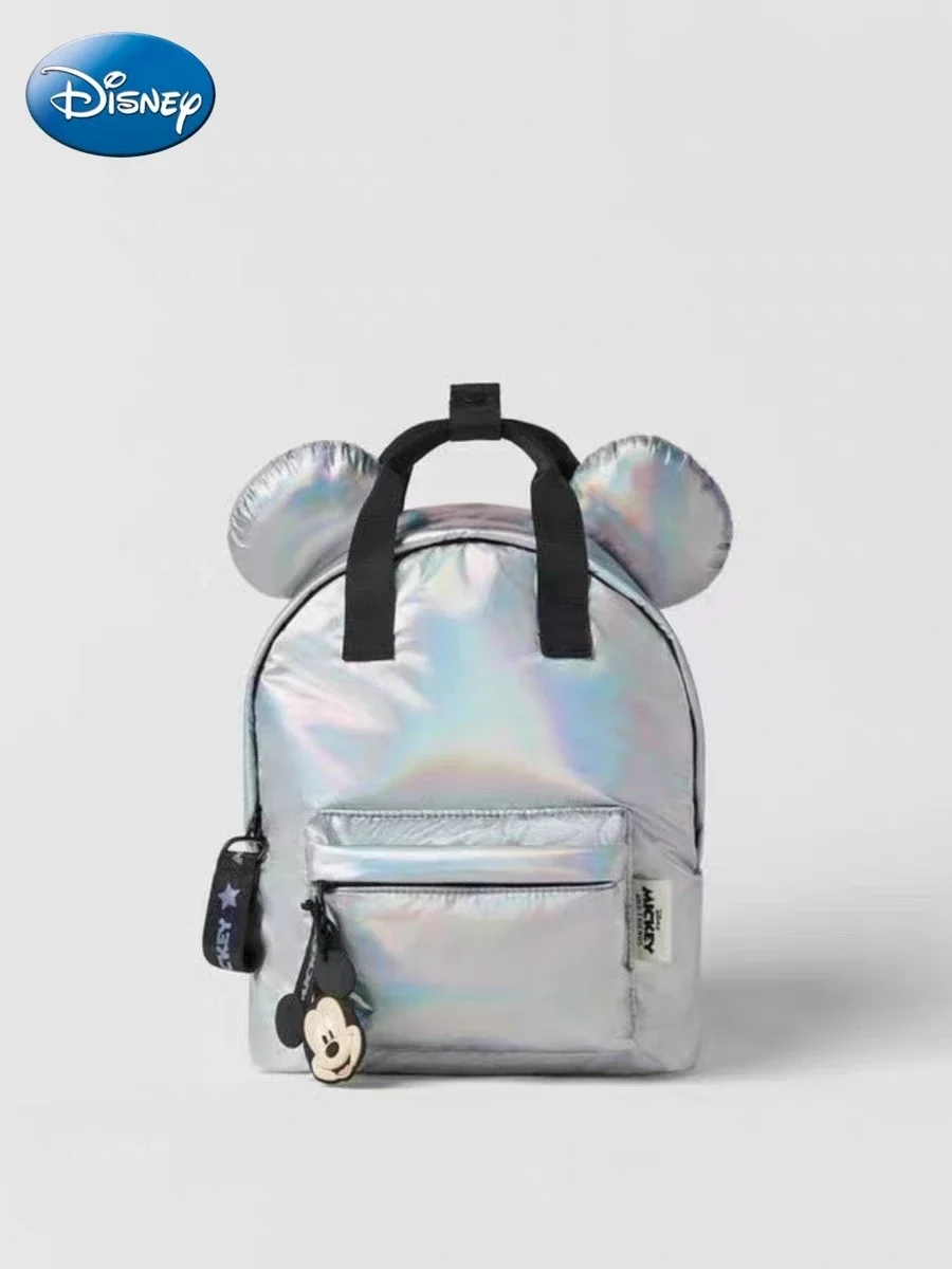 Disney Silver Backpack For Children Girl Boy Kindergarten Schoolbag Kids Fashion Disney Mickey Bag Accessory Back Pack