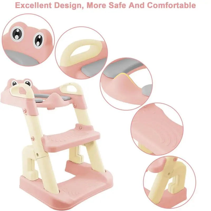 Foldable Toddler Toilet Seat Adjustable Height Legs Toilet Training Chair With Ladder Toilet Seat for Toddler Girls Boys