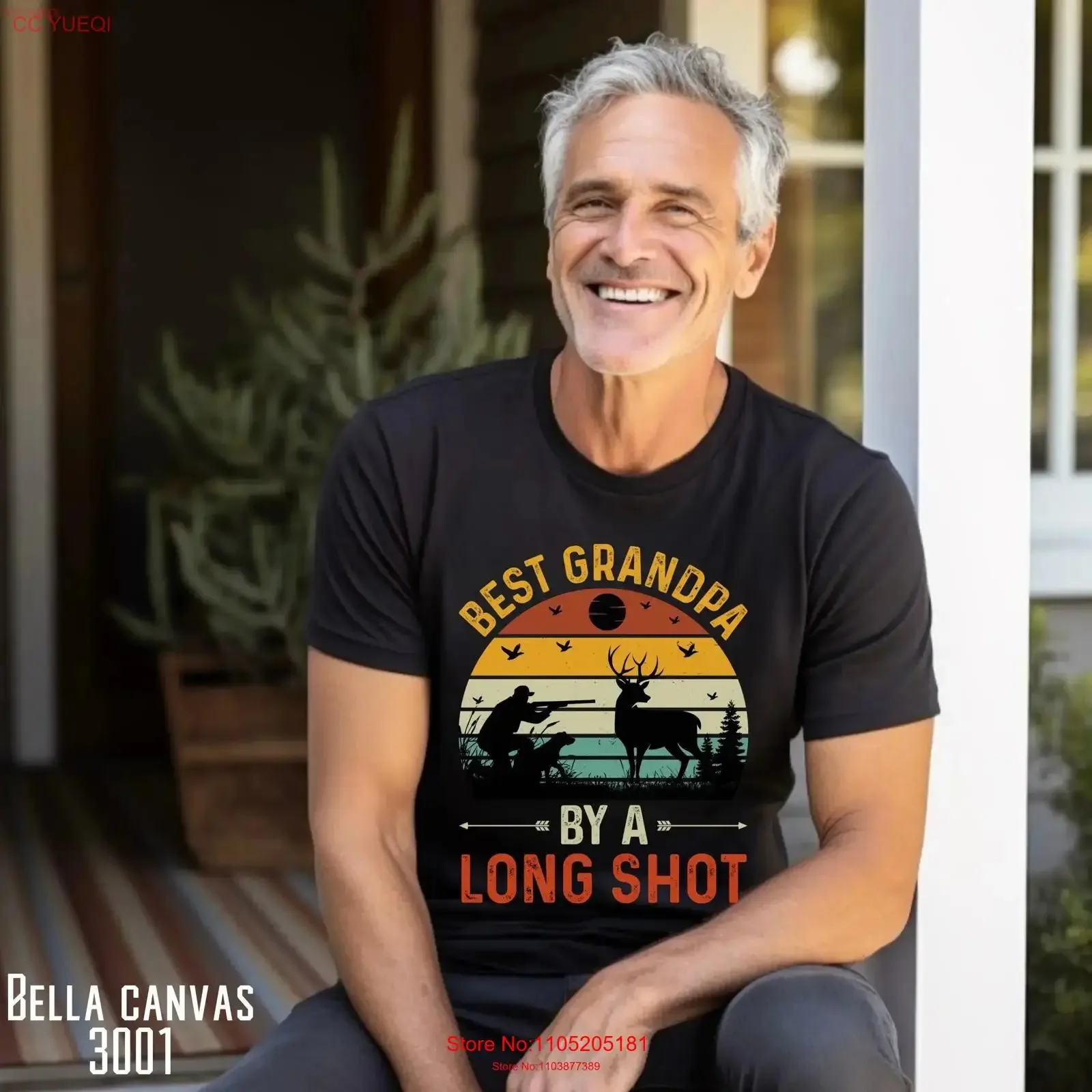 تي شيرت عيد الآباء لصيد الجد الأفضل من خلال لقطة طويلة في الهواء الطلق، ملابس مصممة برسومات مريحة مغسولة #1