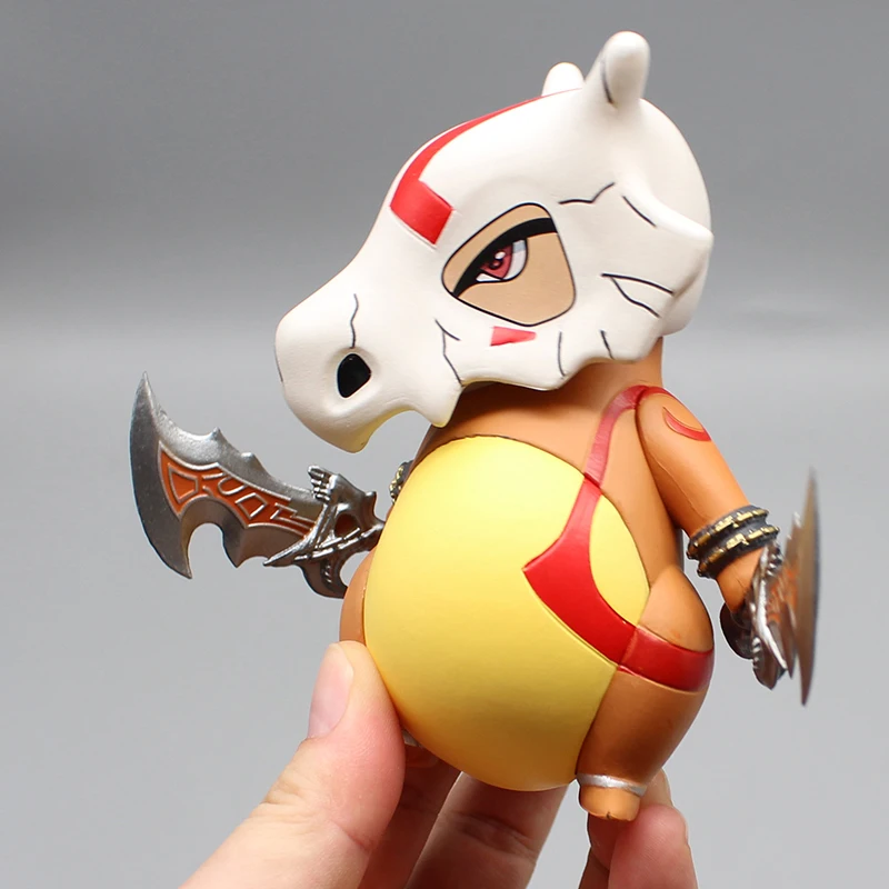 Anime Figure Cubone PVC Model Statue para Crianças, Cartoon Cosplay, Q Version, Dinossauro, Desktop Ornamentos, Presentes de Natal, Brinquedo, 12cm