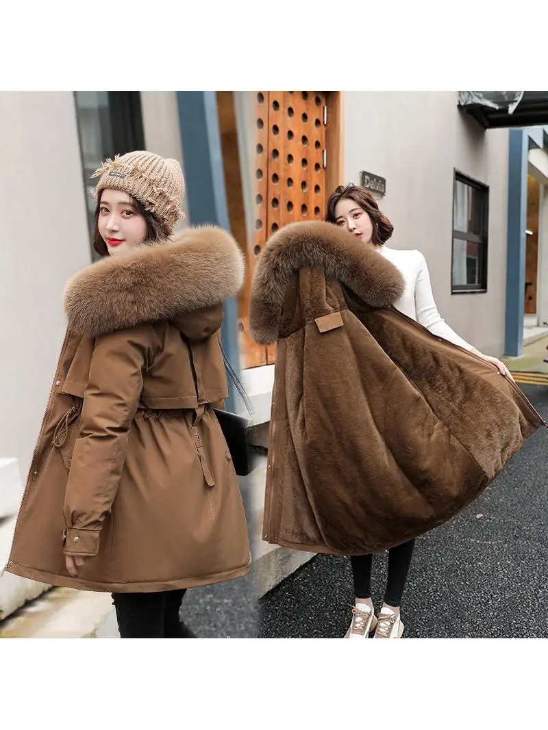 Women's down Cotton Jacket Winter Clothes 2025 New Style Loose Fit Korean Version Long Hooded Coat Trendy Large Size