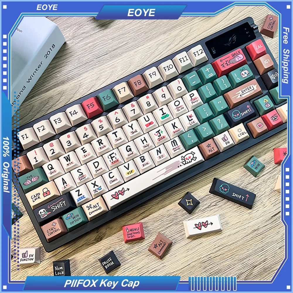 

PIIFOX《Scrawl》Keycaps PBT Original Profile Height Five-sided Heat-sublimation 144 Keys Keyboard Replacement Parts DIY Accessory