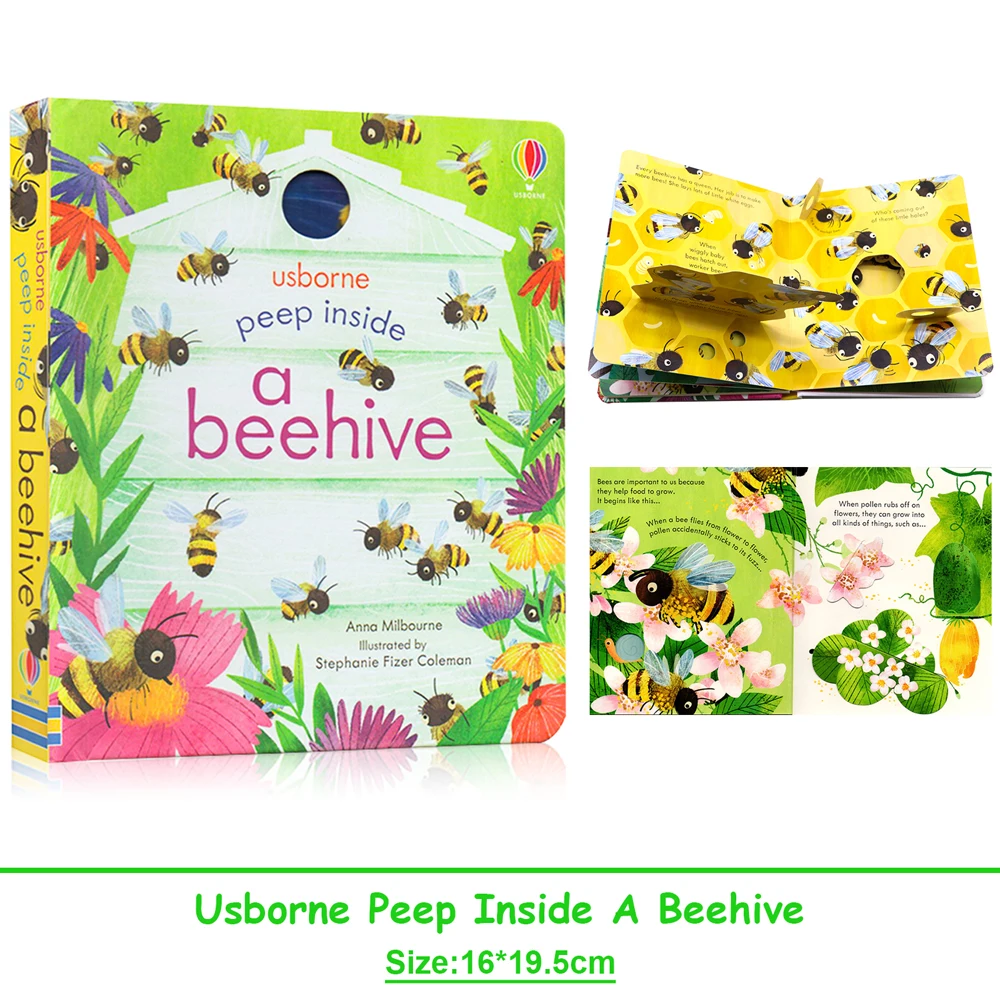 

Usborne Peep Inside A Beehive Монтессори развивающая английская книга для детей перед сном 3D-книжка с картинками