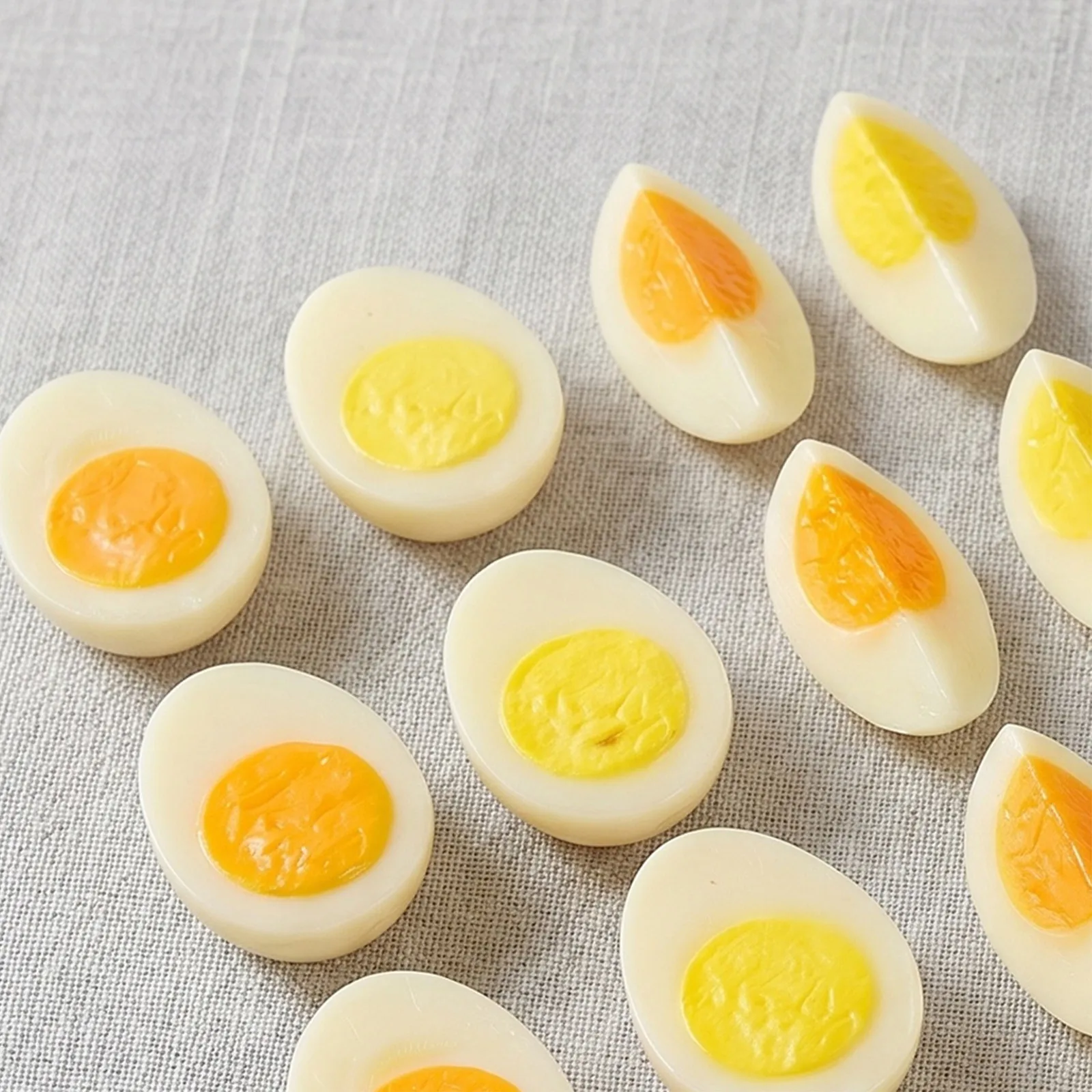 12 Pcs Fake Egg Slice Model Cosplay Food Prop Simulation Half Quarter Sliced Eggs For Photography Kitchen Countertop Decor