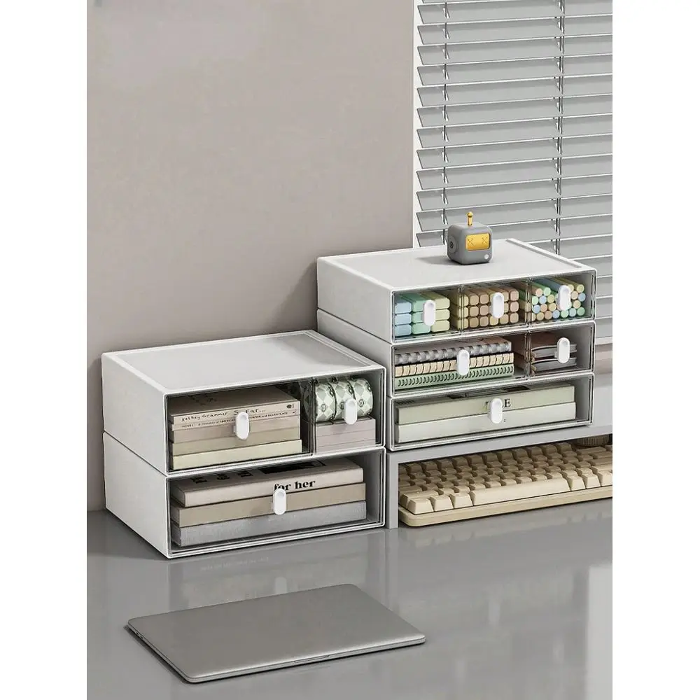 Compact Elegant White Simple Drawer Divider Organizer Box, Stackable Combinable For Stationery, Cosmetics Storage