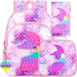 Girls Backpack, 16 Kids Preschool Bookbag and Lunch Box Set