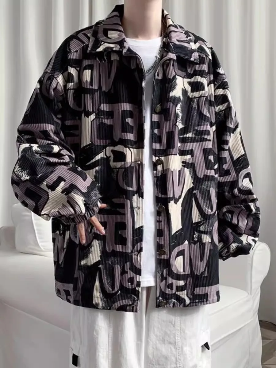 

Large Size 300 Pounds Men's Shirt Corduroy Korean Style Hip Hop Hong Kong Style INS Top Shirt Handsome Japanese Style