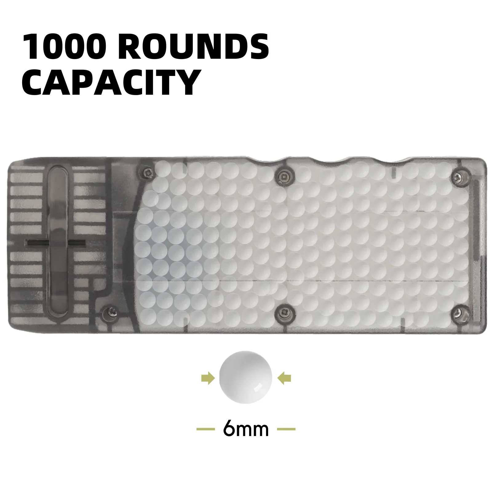 1000 Kapazität 6 mm BBS Speed Loader Kunststoff BB Aufbewahrungsbox für M4 Handkurbel Zeitschriften Schnelllader Airsoft Gear Zubehör – Detail 4