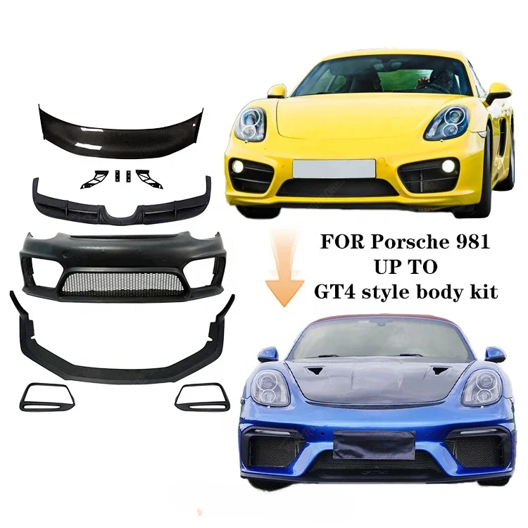 GT4 style body kit For Porsche Cayman 981 Body Kit with Front bumper Rear diffuser spoiler