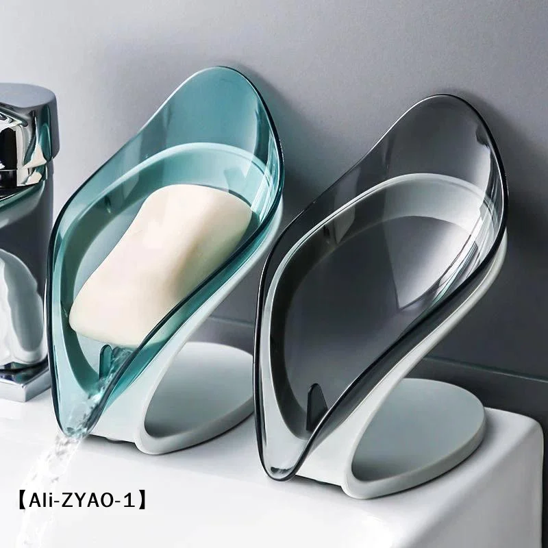 【O】Leaf Shape Dish Soap Kitchen Sponge Soap Box Storage Non-slip Drain Case Container Bathroom Soap Holder Accessories