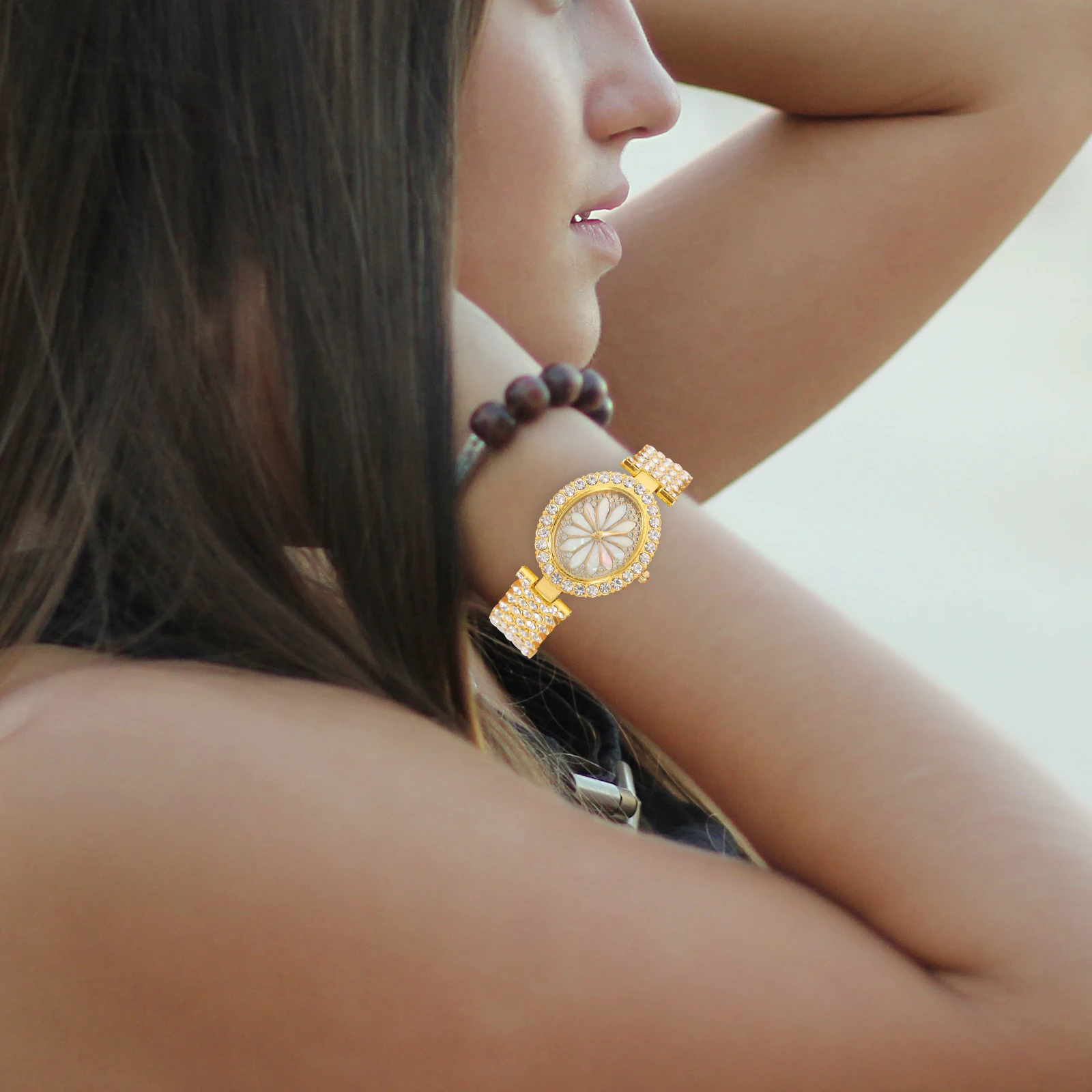 

Women Watch Shiny Rhinestone Embellished Casual Wristwatch Elegant Wristwatch Office Student Gift Women Wrist Decor