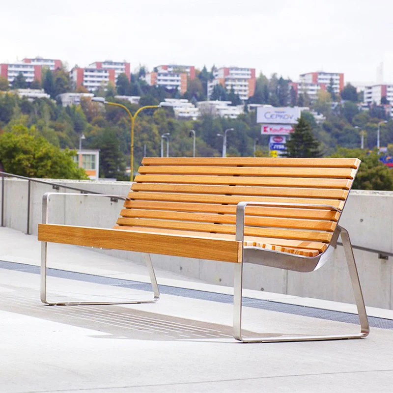 مقعد في الهواء الطلق حديقة الحديد المطاوع مقعد بارك البلاستيك الخشب كرسي المضادة للتآكل الخشب مقعد الترفيه الفولاذ المقاوم للصدأ بارك كرسي