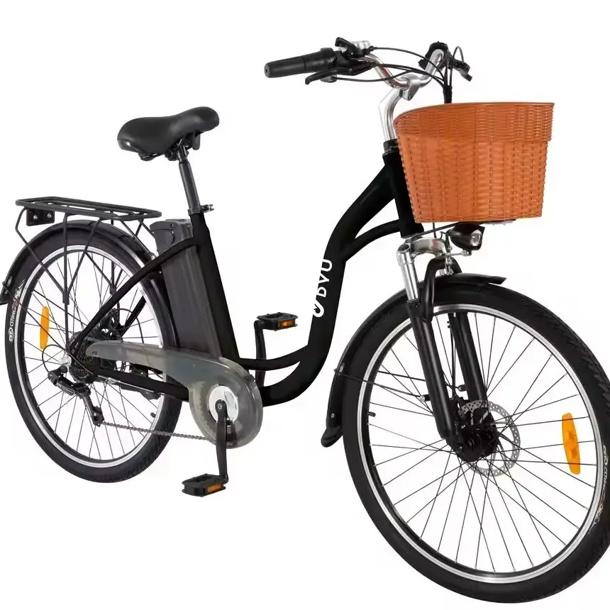 AliExpress NONE DYU C6 Adult City Electric Bike 36V 250W Motor, 36V 12.5Ah Lithium Battery, 26 Inch Wheels, 6-speed Gear, Front Fork and Seat Post Suspension, Front & Rear Disc Brakes, 25km/h Top Speed, Three Riding