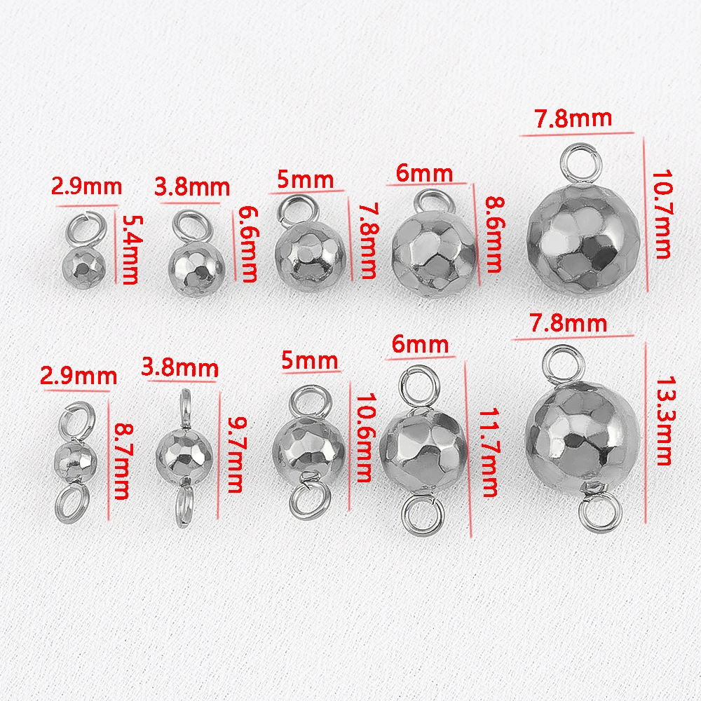 10PCS Stainless Steel Hammer Patterned Golden Ball Pendants for DIY Handmade Jewelry Necklace Bracelet Making Accessories Crafts