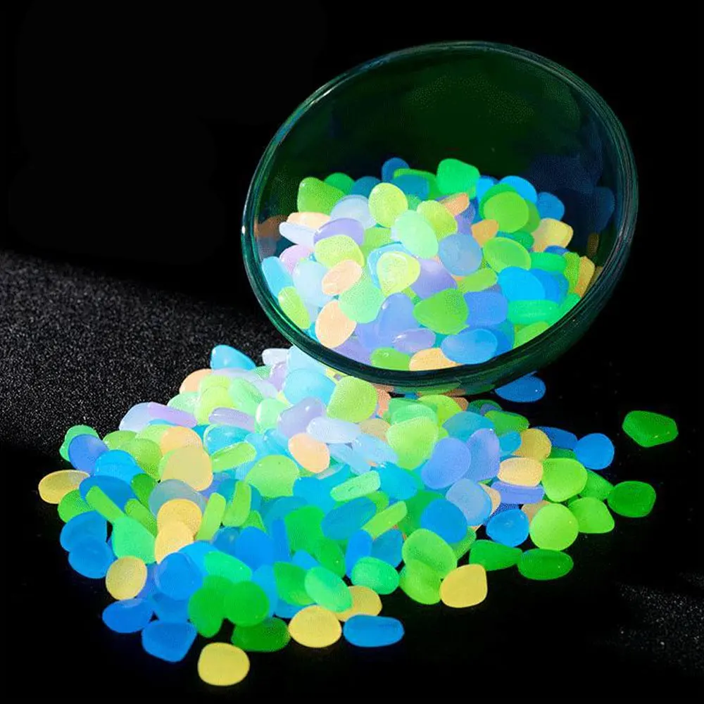 

100 шт., смоляные камешки, садовый декор, светящиеся в темноте камни, аквариум, садовая дорожка, растения, украшение в горшках